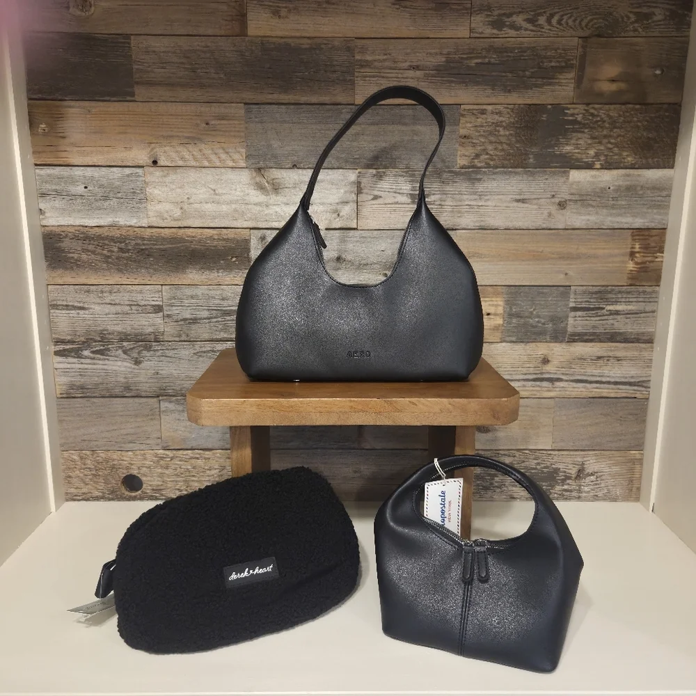 Aeropostale Black Hobo Shoulder Bag Modern Minimalist Design